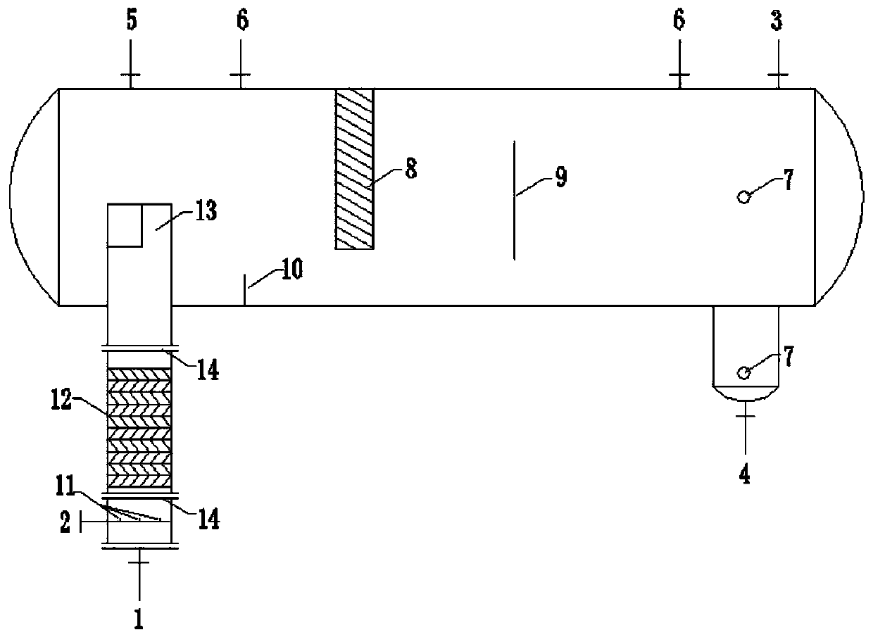 A horizontal liquefied gas sweetening tank