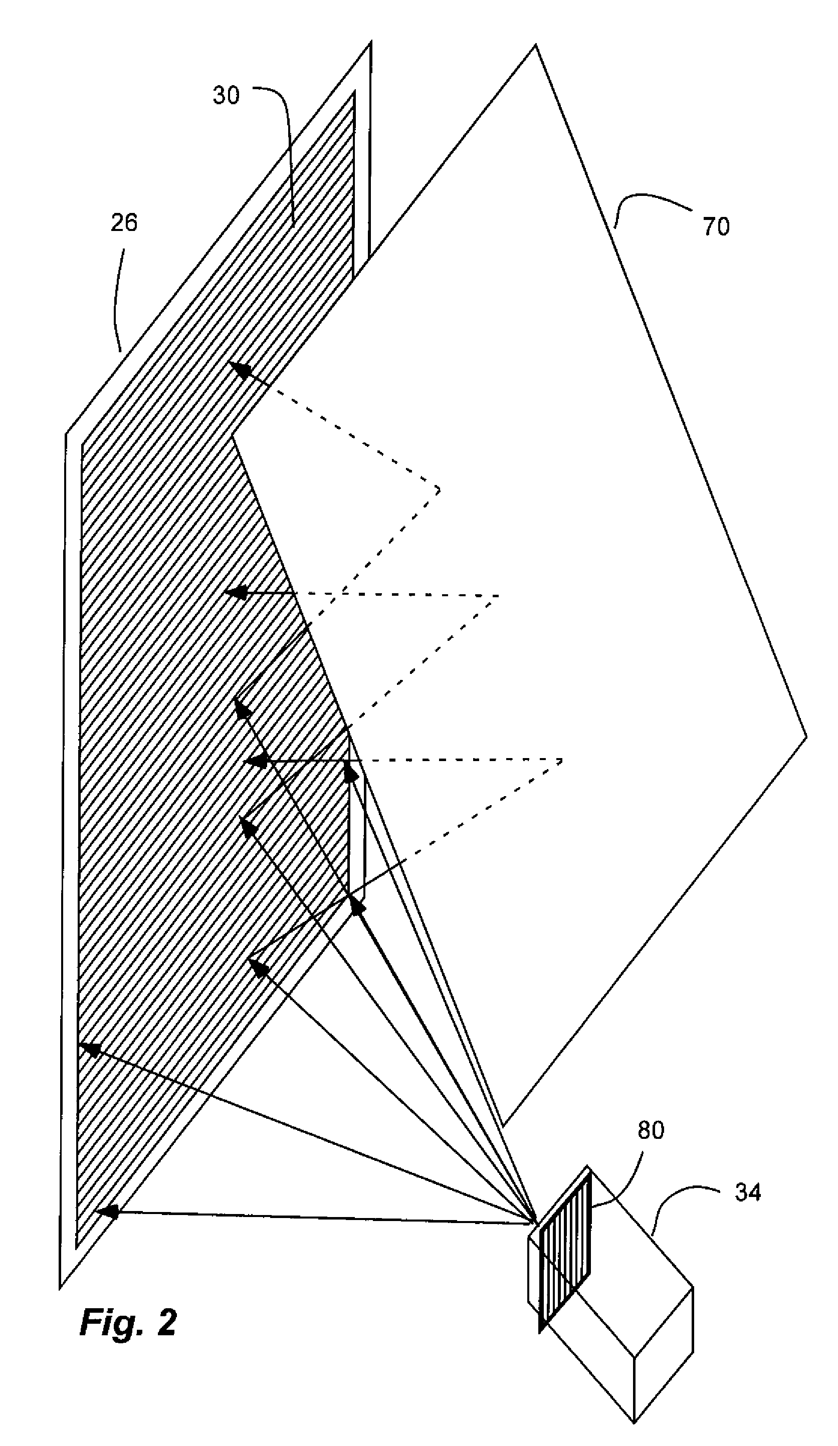 Projection device with a folded optical path and wire-grid polarizer