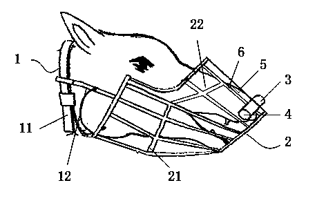Mouth mask type device for monitoring mouth and nose airflow of animal