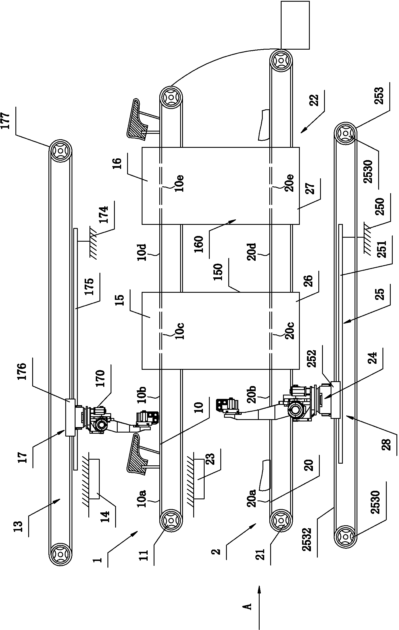 Automatic footwear production line with using space saved and automatic footwear making method