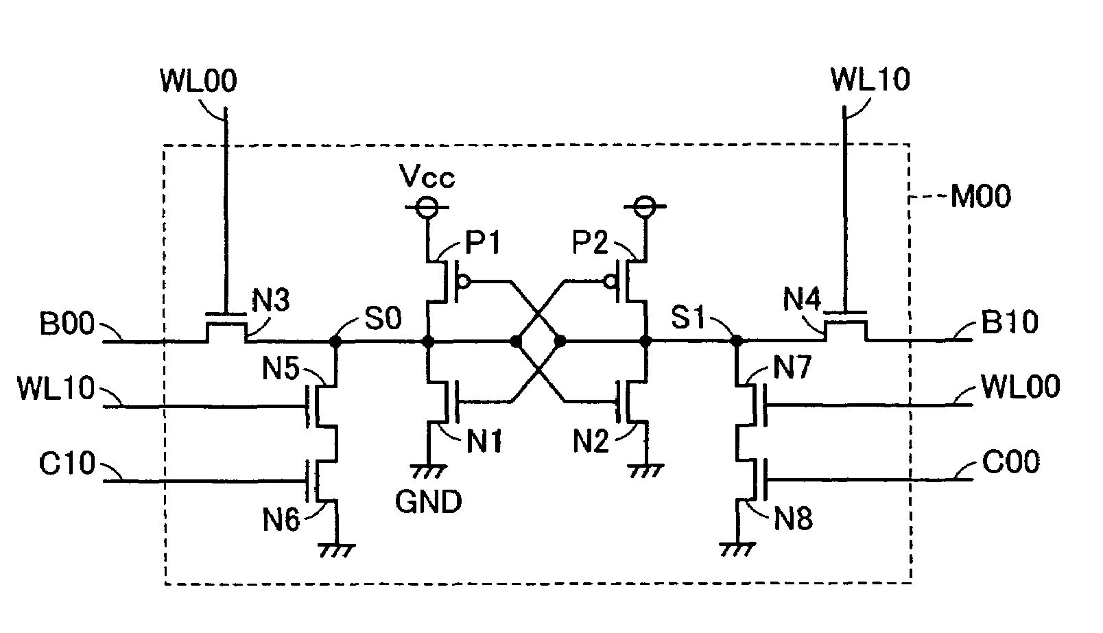 Multiport semiconductor memory device capable of sufficiently steadily holding data and providing a sufficient write margin