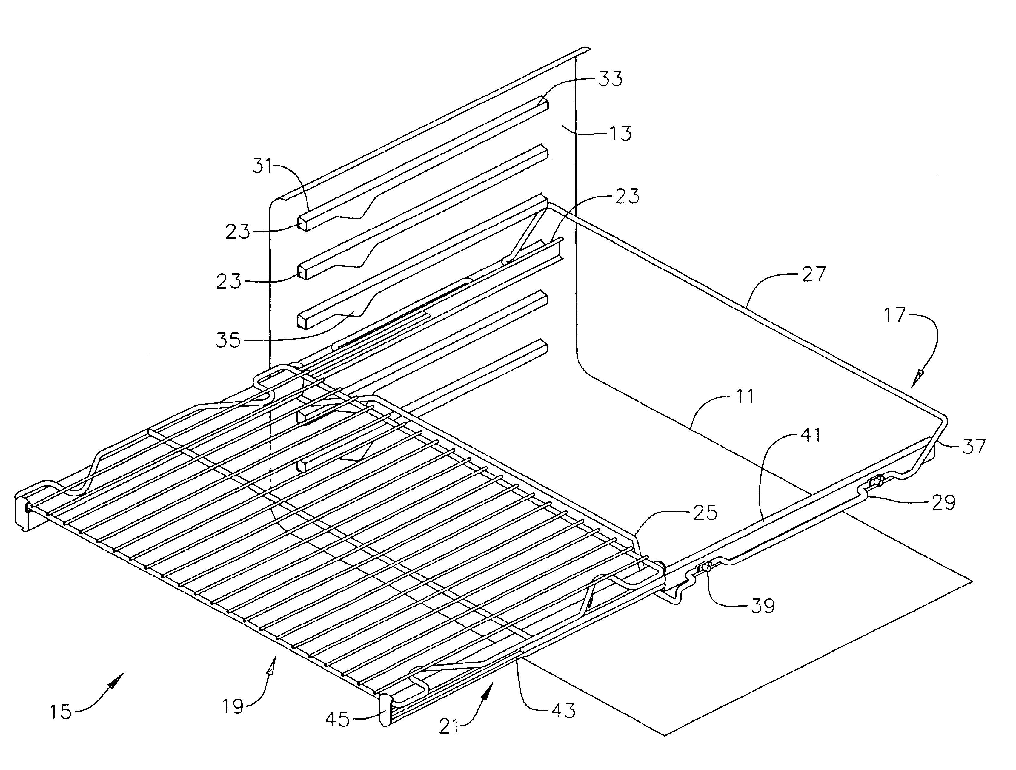 Oven assembly with slides