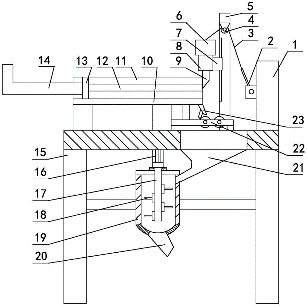 Vine type hay cutting extruding mixing device with rapid feeding assembly