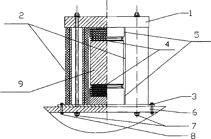 Damping composite type variable rigidity vibration attenuating support for gearbox of wind powered generator