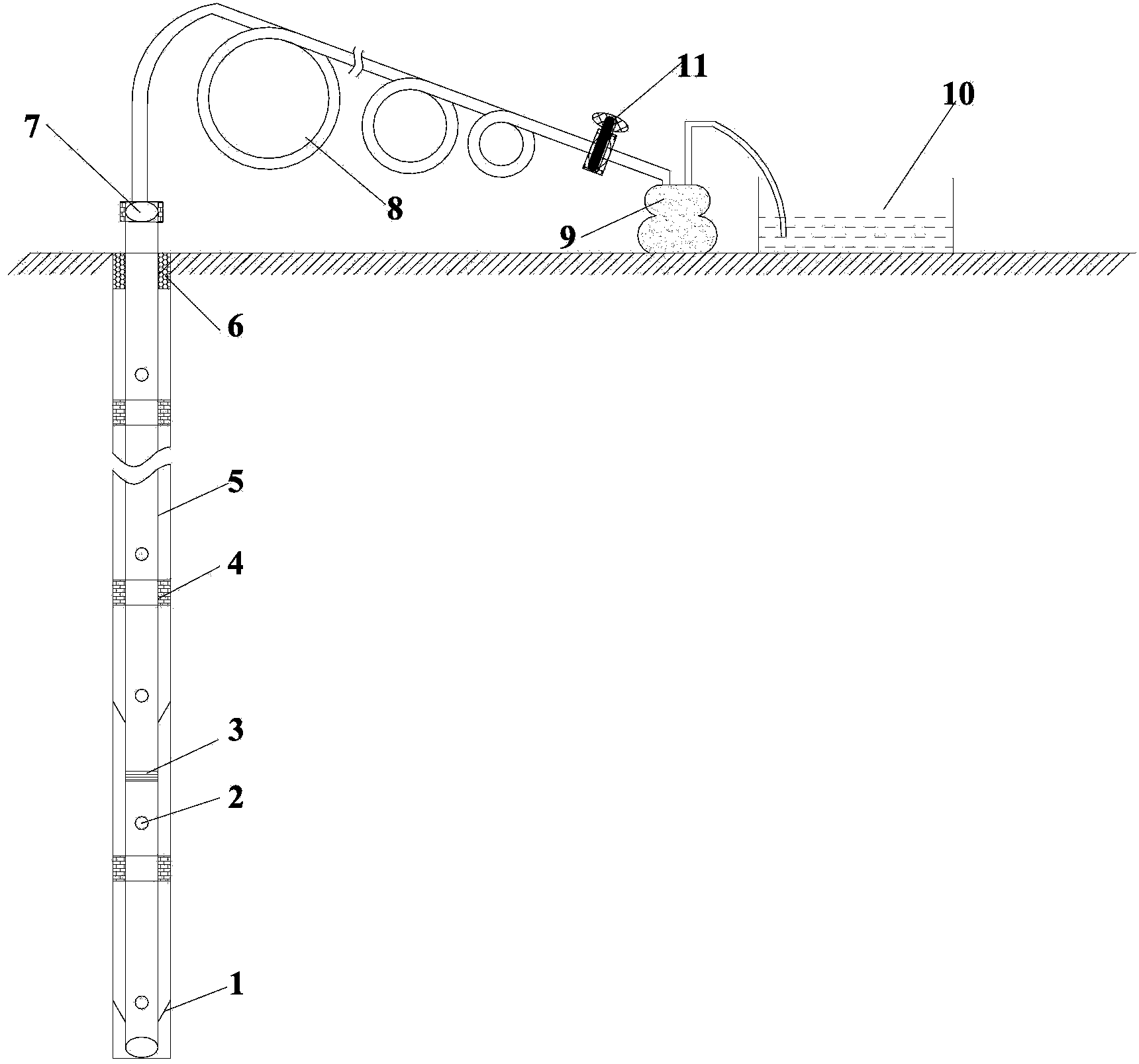 Floor crack water pumping device and method