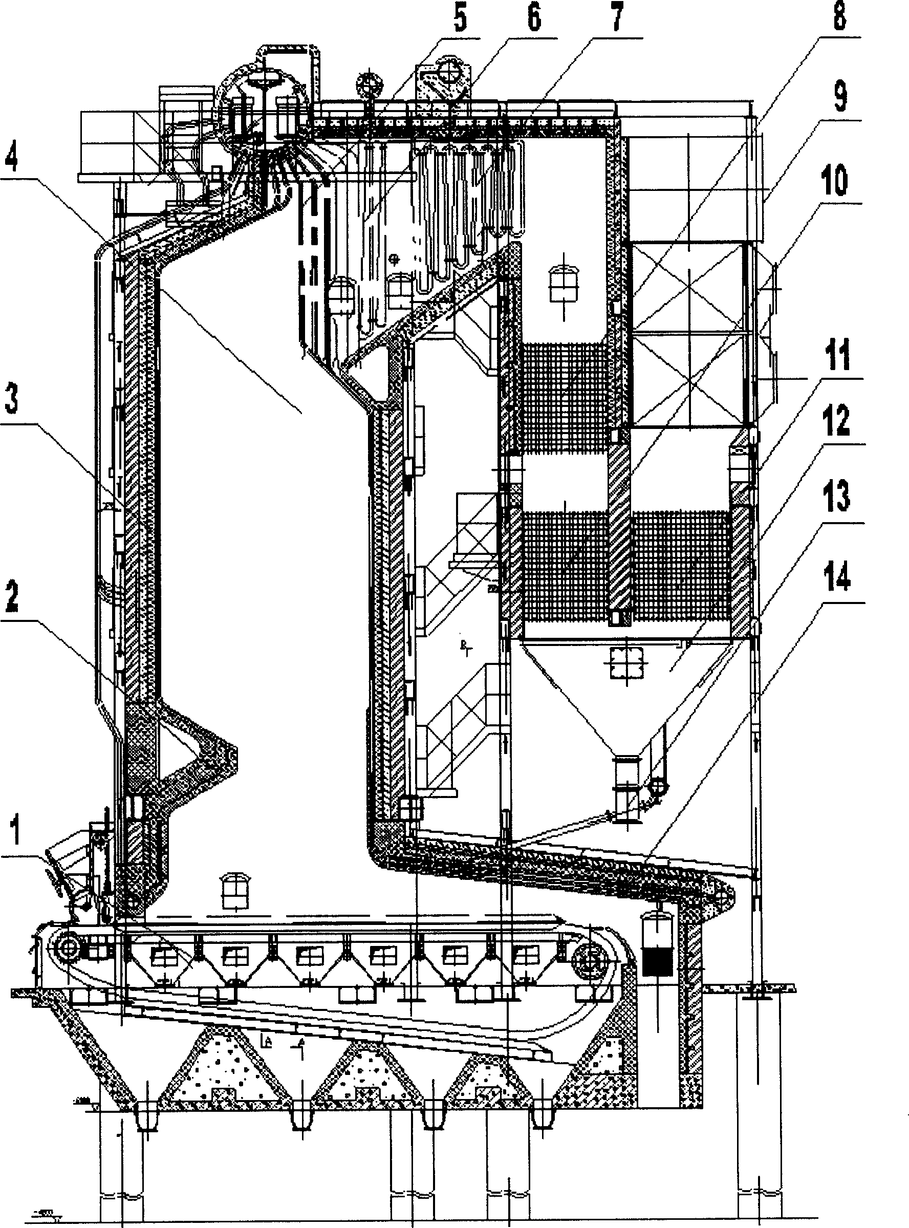 Internally circulating fluidized reburning device for fly ash based on high temperature separation