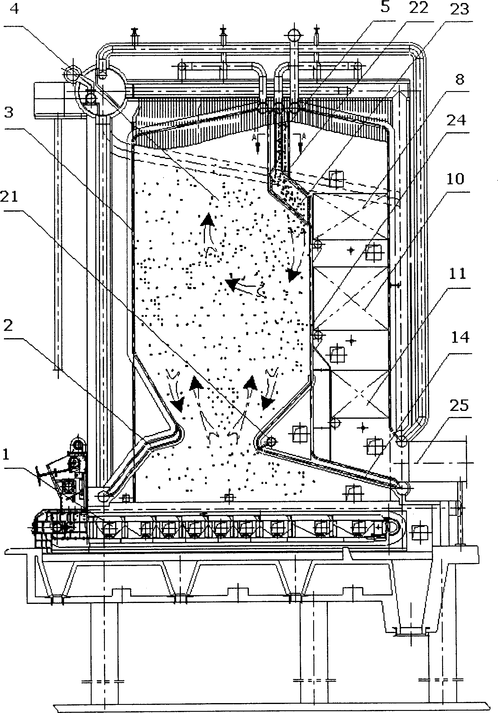 Internally circulating fluidized reburning device for fly ash based on high temperature separation