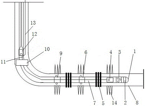 Horizontal well dragging type liquid producing section testing tubular column and testing method thereof