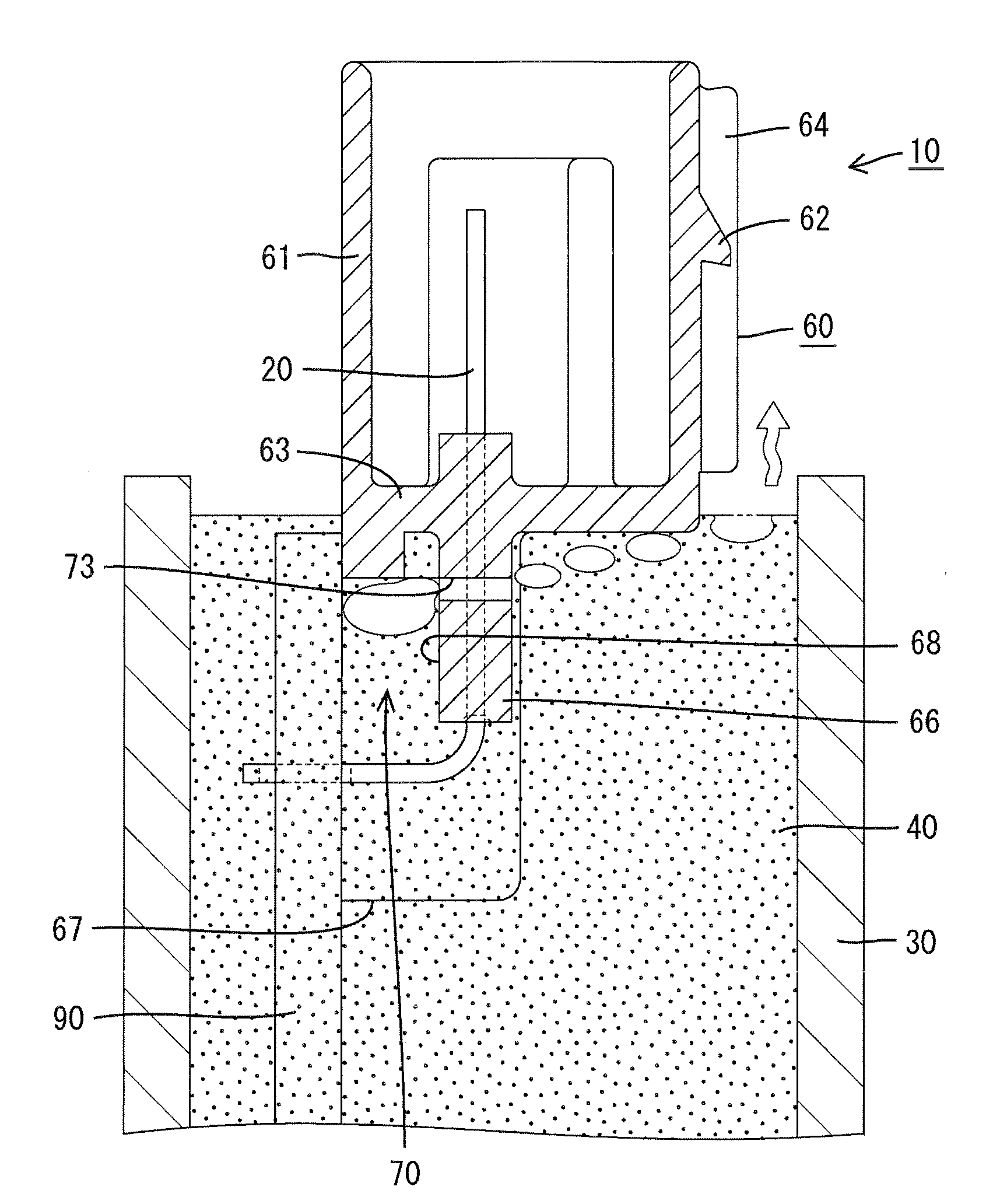 Connector for use in substrate