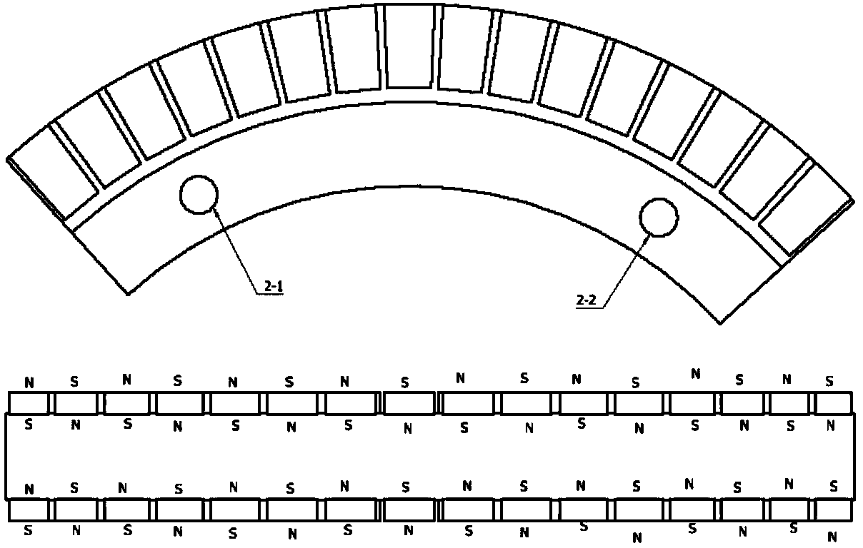 Double-edge arc-shaped permanent magnet synchronous motor used for large turntable