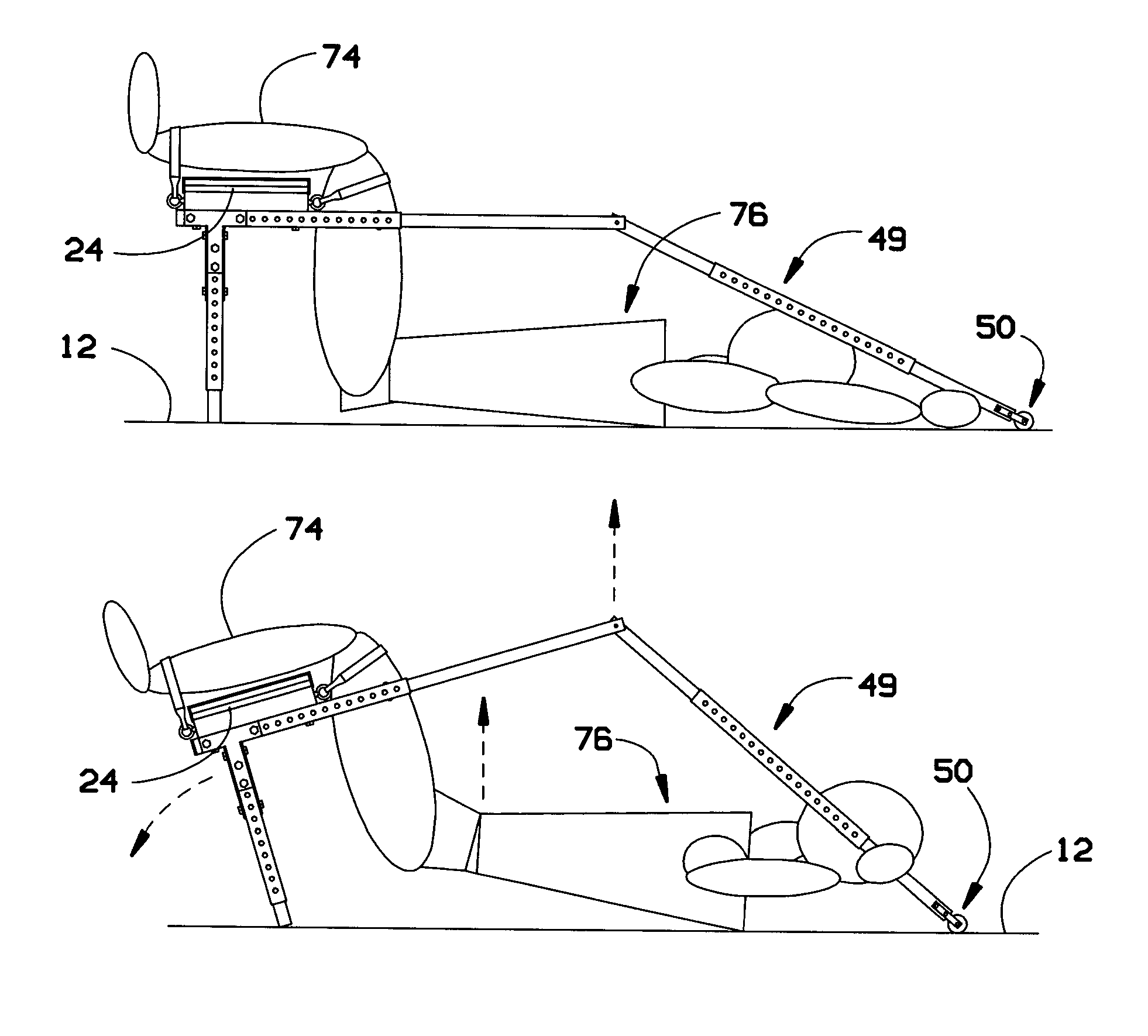 Self-operating back stretching device