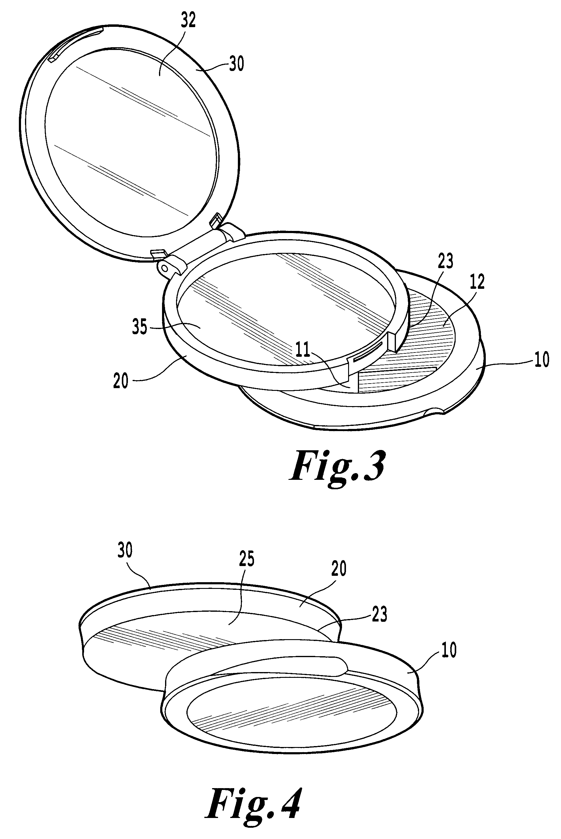 Cosmetic product compact having pivoting sections and a product application device