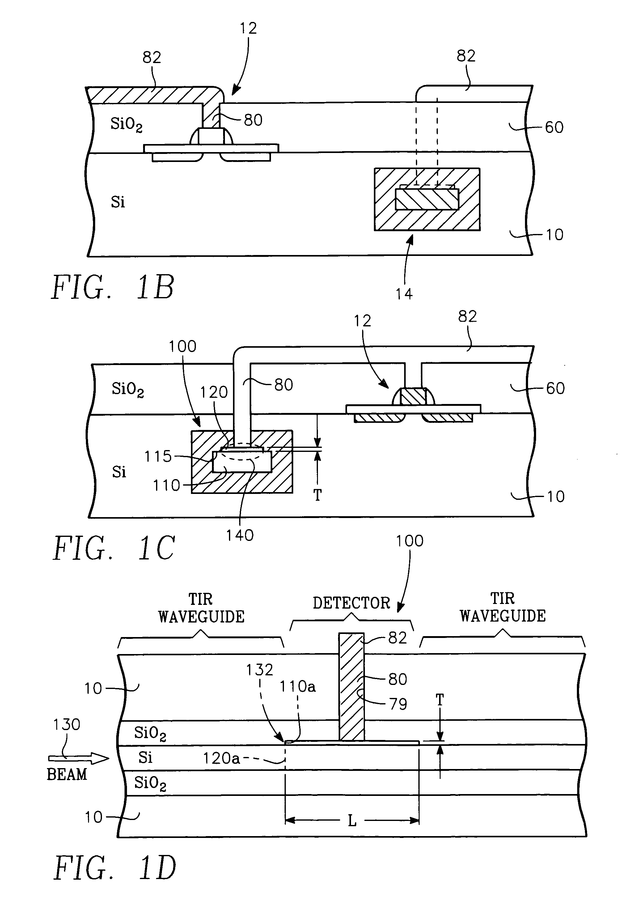 Planar integrated circuit including a plasmon waveguide-fed schottky barrier detector and transistors connected therewith