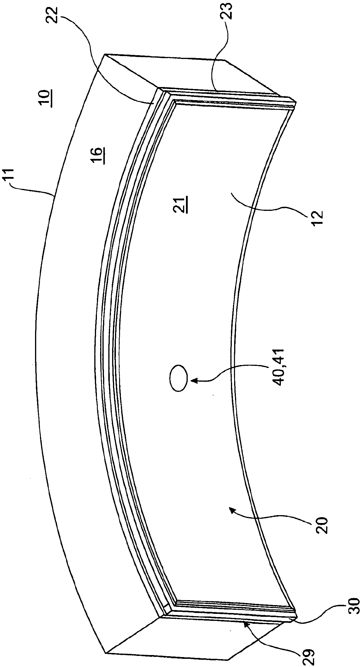 Protective element with drainage, for connecting to a concrete element of a tunnel extension