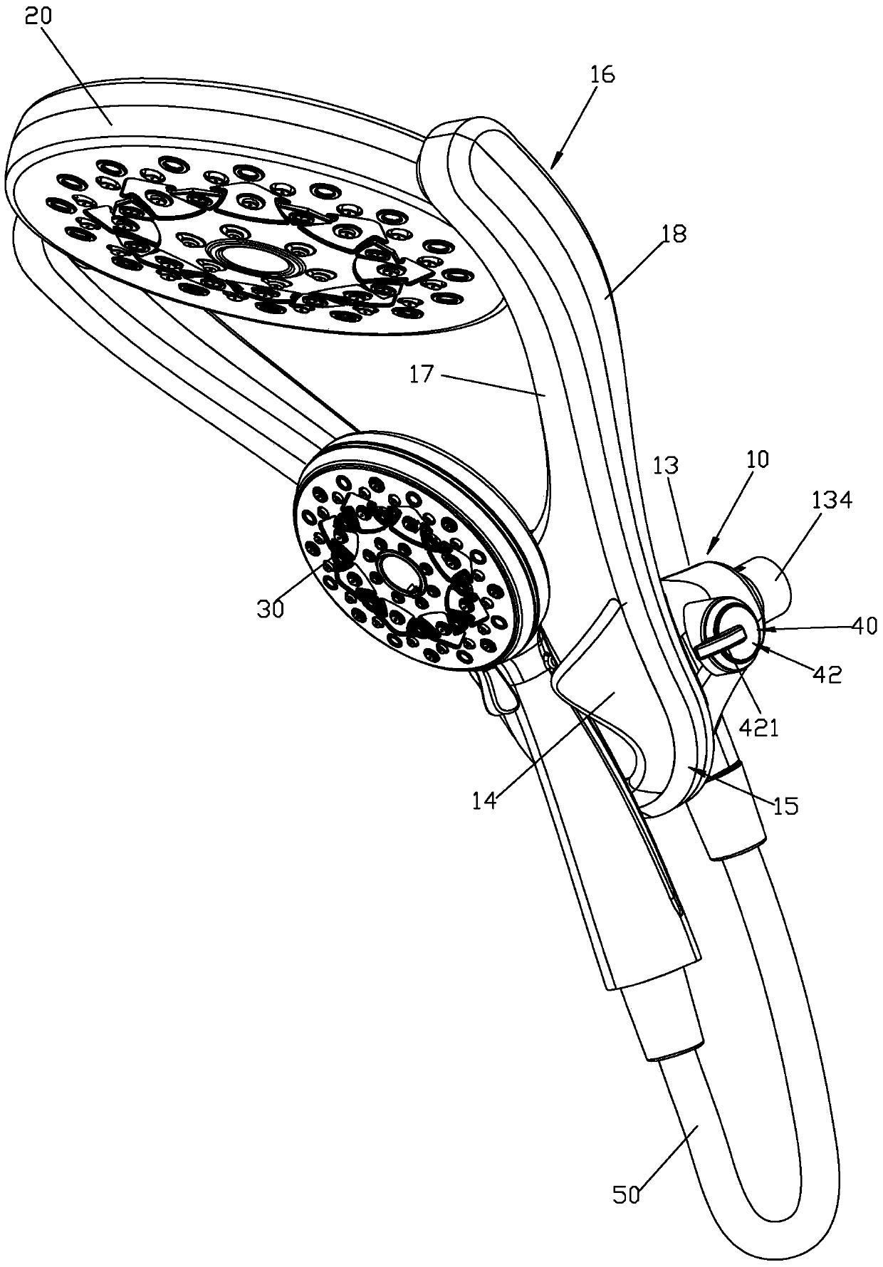 Knob switch combination shower