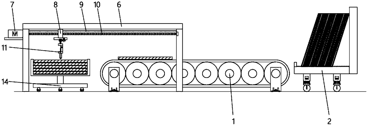Full-automatic plate material mounting mechanical arm device