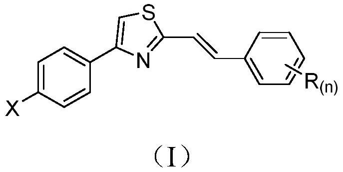 4-(4-halogenated phenyl)-2-(substituted styryl) thiazole compound and application thereof