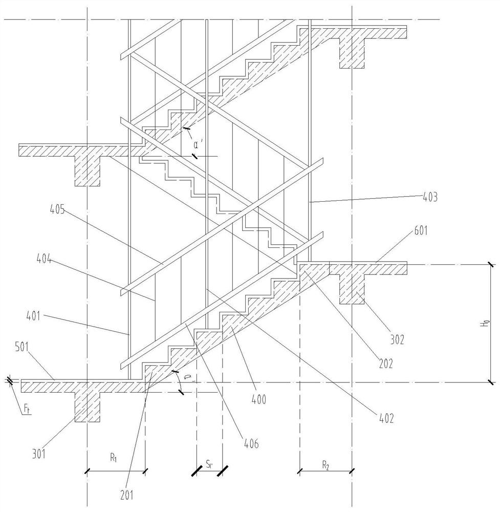 Construction method of reinforced concrete stair structure