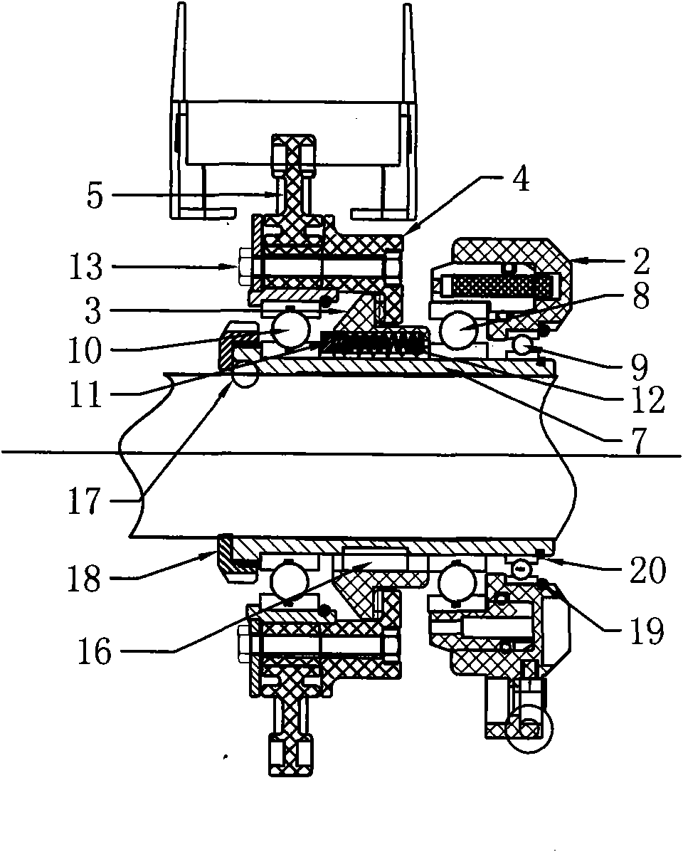 Pneumatic engaging and disengaging device for overhead cigarette carton conveying line