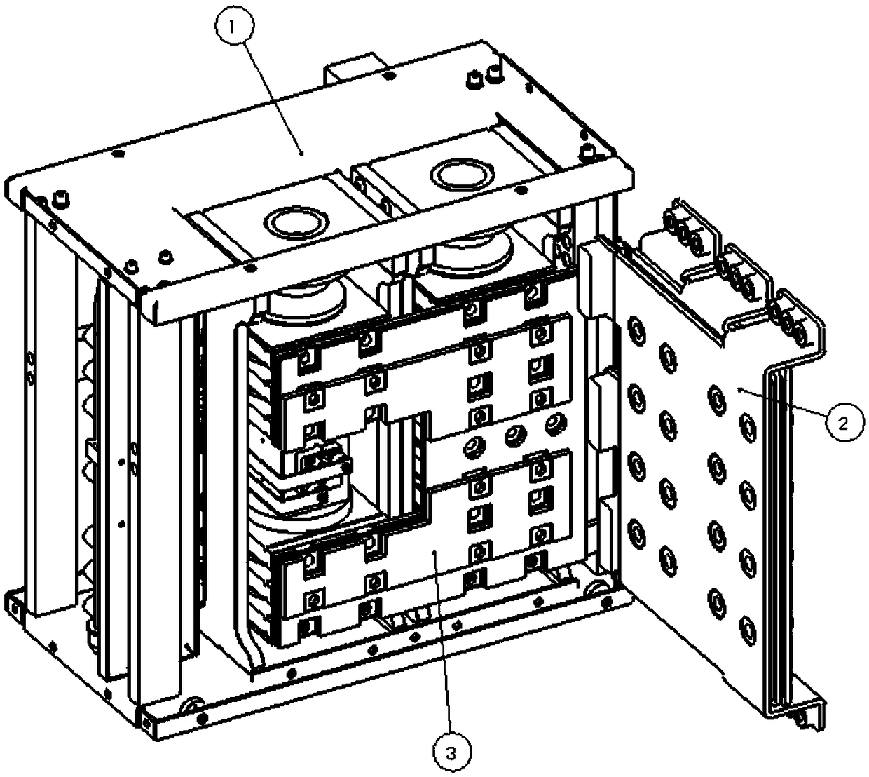 A power unit module of a frequency converter with an open frame structure
