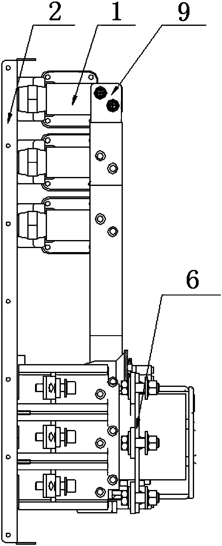 A connection structure of copper bar of wind power inverter contactor