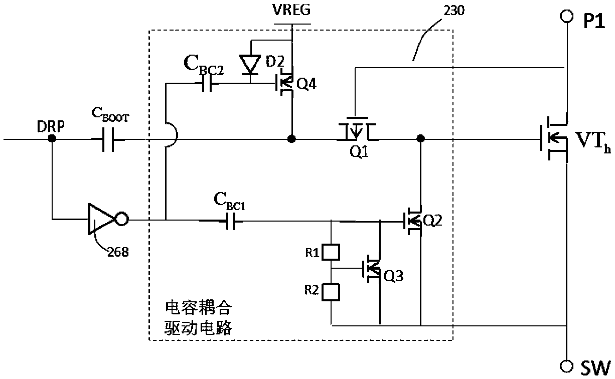 DC/DC switch converter power output transistor-driven integrated driving circuit