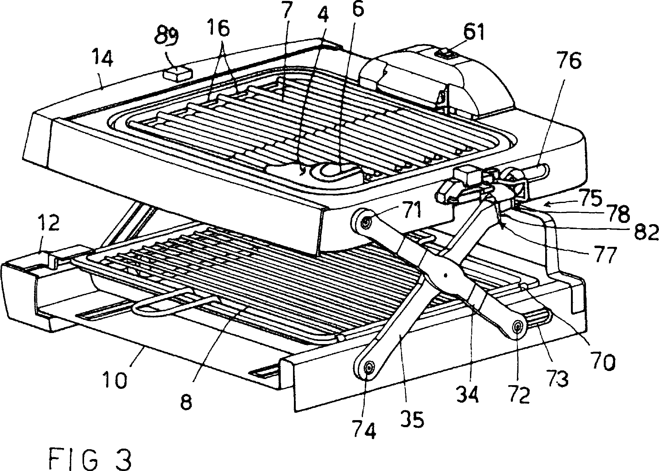 Combined food cooking device and process