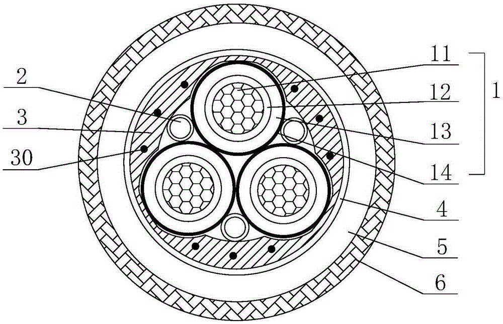 An oil-resistant circular submersible pump cable