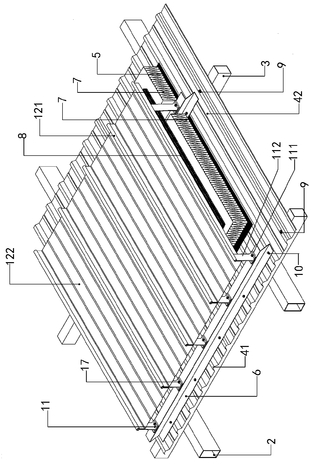 Crest fixed metal roof structure and construction method thereof