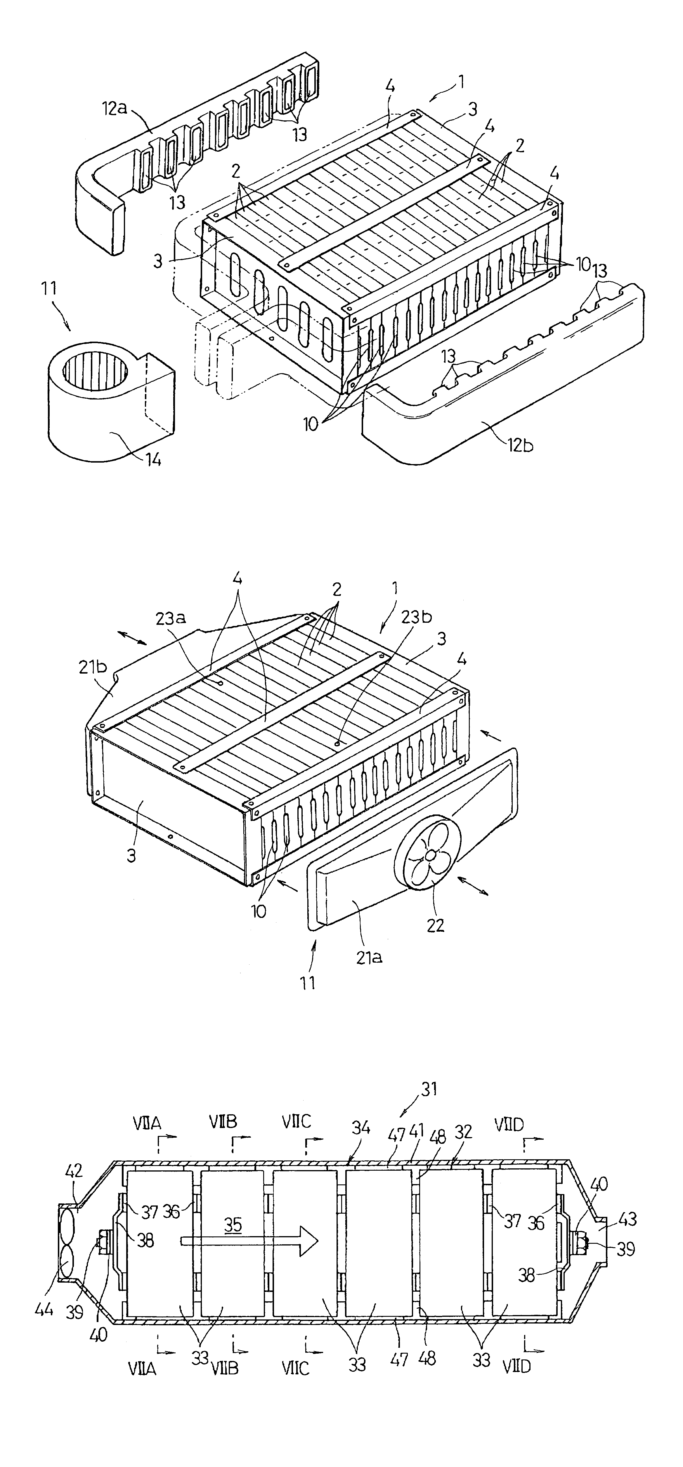 Cooling device for battery pack and rechargeable battery