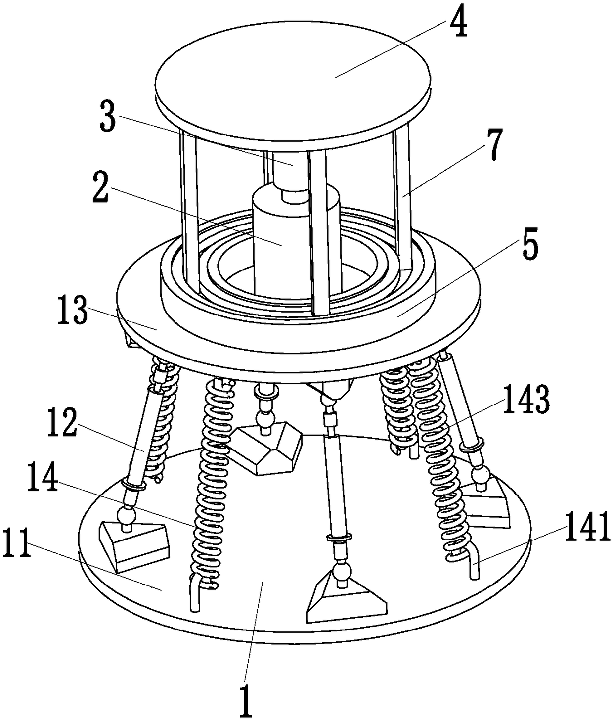 A rotary vibration damping table for indoor air purification intelligent equipment