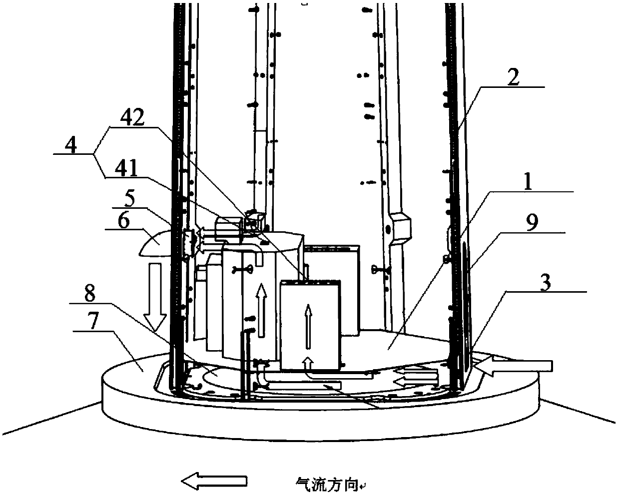 Heat dissipation device for tower drum of wind turbine generator