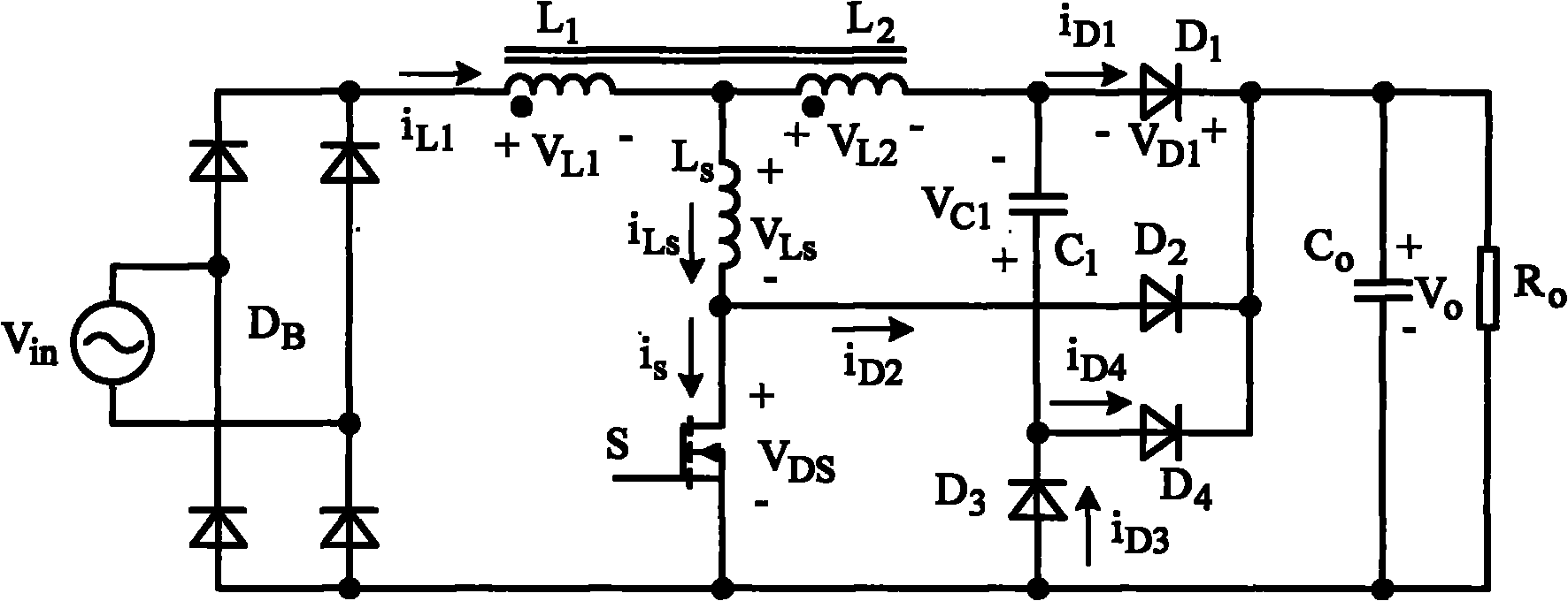 Power factor correction converter based on magnetic coupling lossless buffer circuit