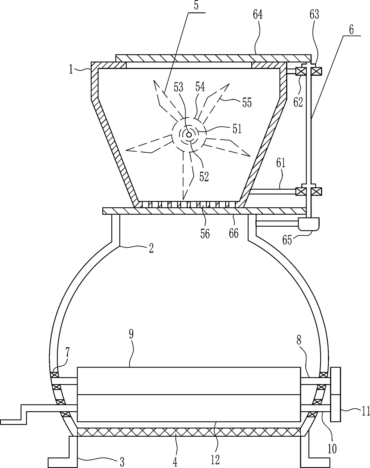 Rare earth oxide grinding machine capable of achieving automatic discharge