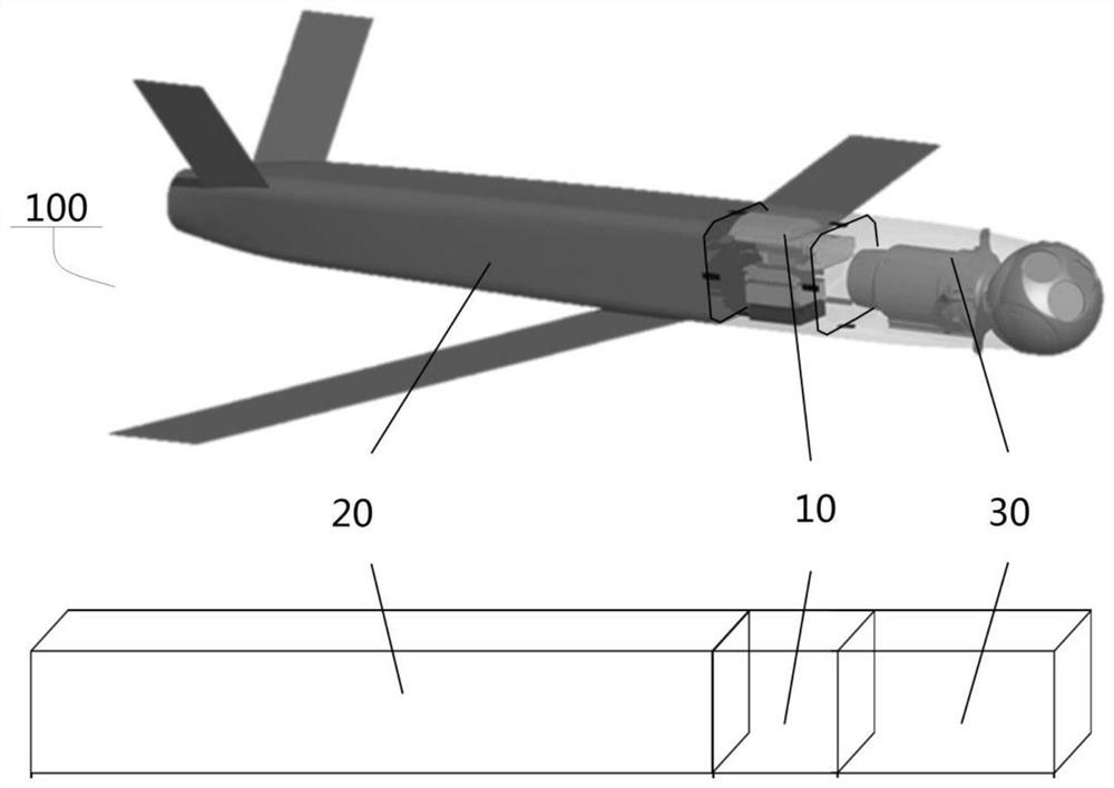 Integrated cabin section for 'bee colony' unmanned aerial vehicle and 'bee colony' unmanned aerial vehicle