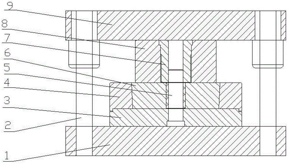 Stamping die of shock-absorbing liner bushing inner sleeve and machining method of stamping die