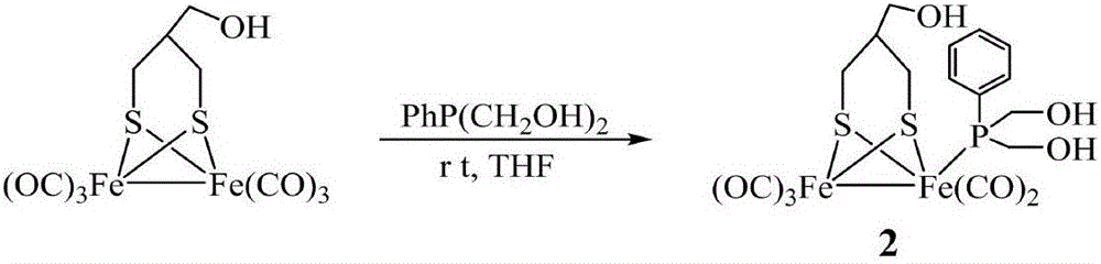 Fe-Fe hydrogenase model containing functionalized phosphine ligand and preparation method thereof