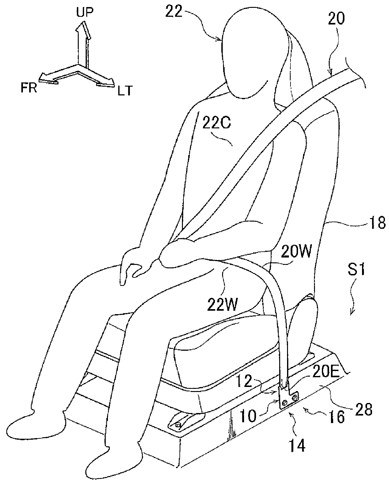 Anchor plate mounting structure of vehicle seatbelt