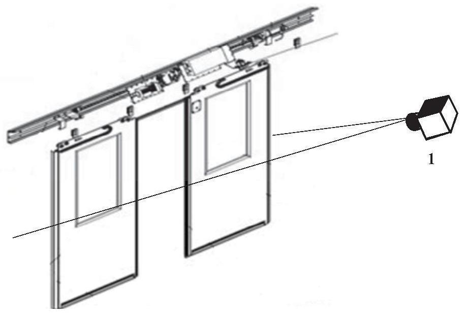 Subway vehicle door system V-shaped angle measuring method based on monocular vision
