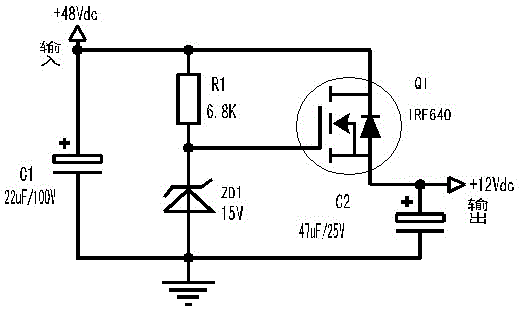 MOSFET linear direct-current voltage-stabilizing output circuit