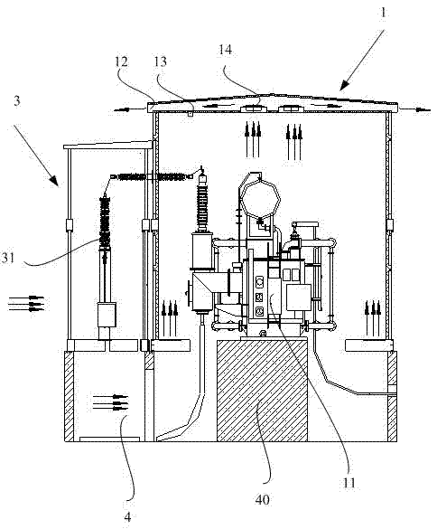 Prefabricated cabin type transformer substation and heat dissipation control method