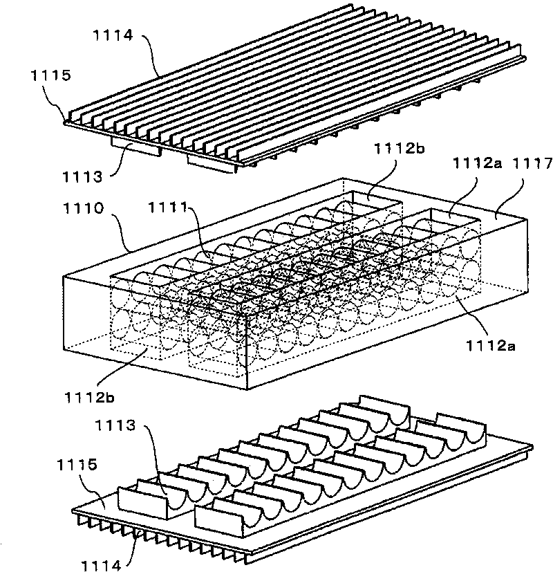 Battery module, and battery box holding battery module and railway vehicle equipped with battery box