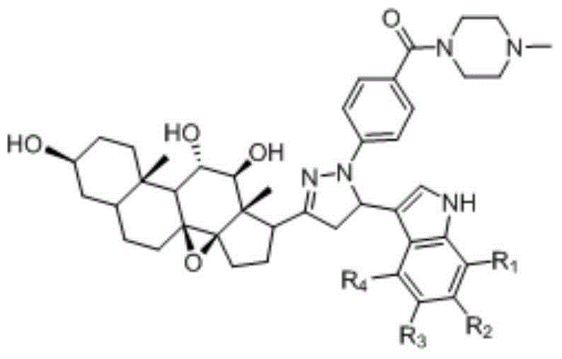 Indole skeleton-containing dihydropyrazolpiperazine C21 steroid sapogenin derivative, and preparation method and application thereof