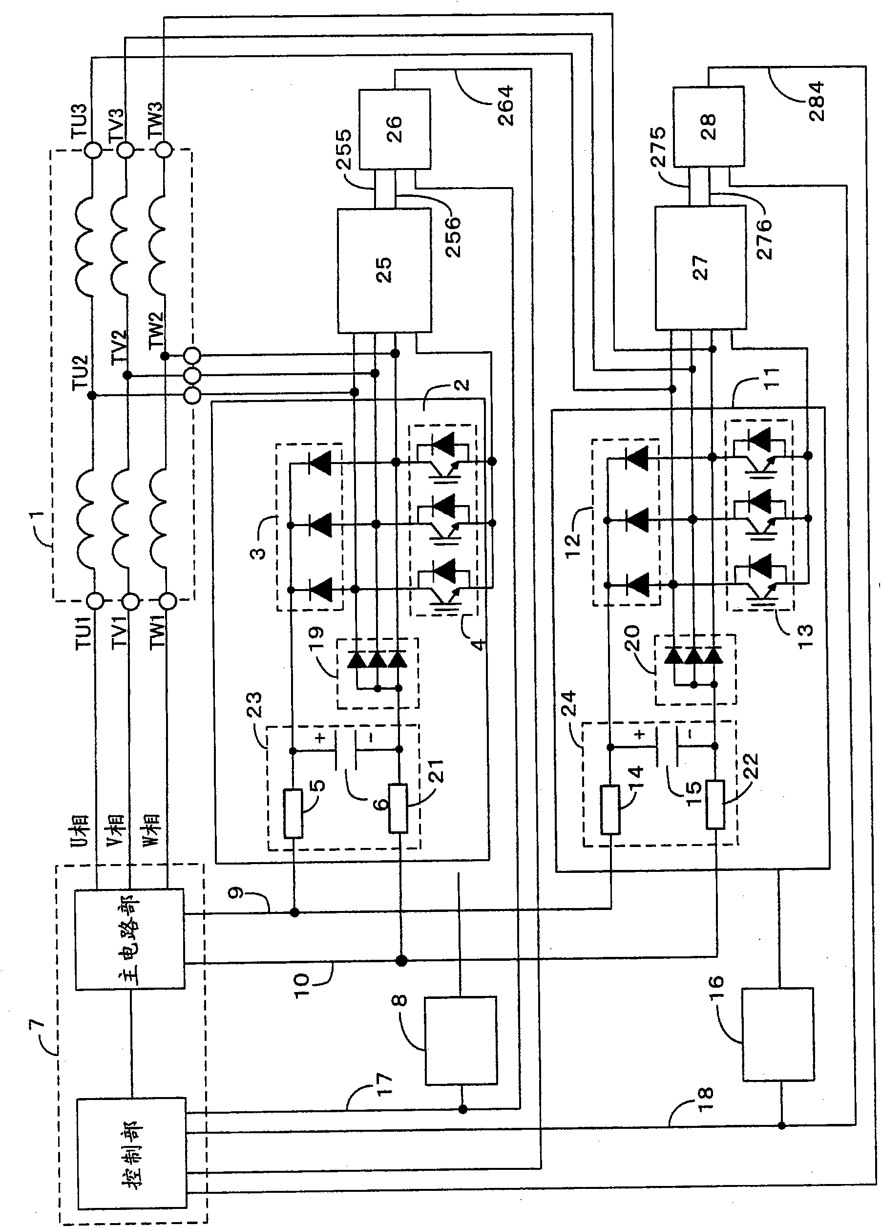 Winding change-over switch of three-phase AC motor