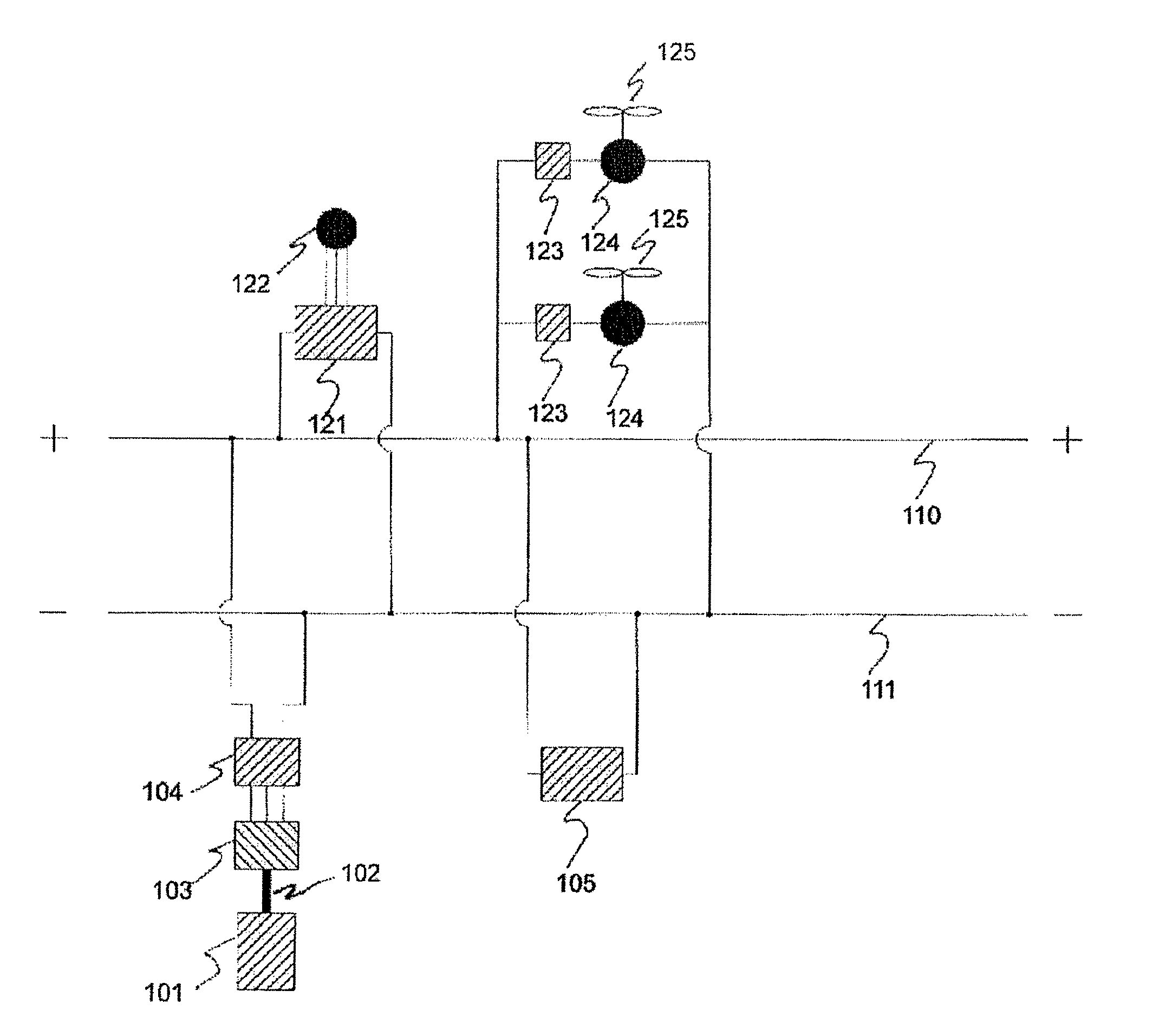 Marine power train system and method of storing energy in a marine vehicle