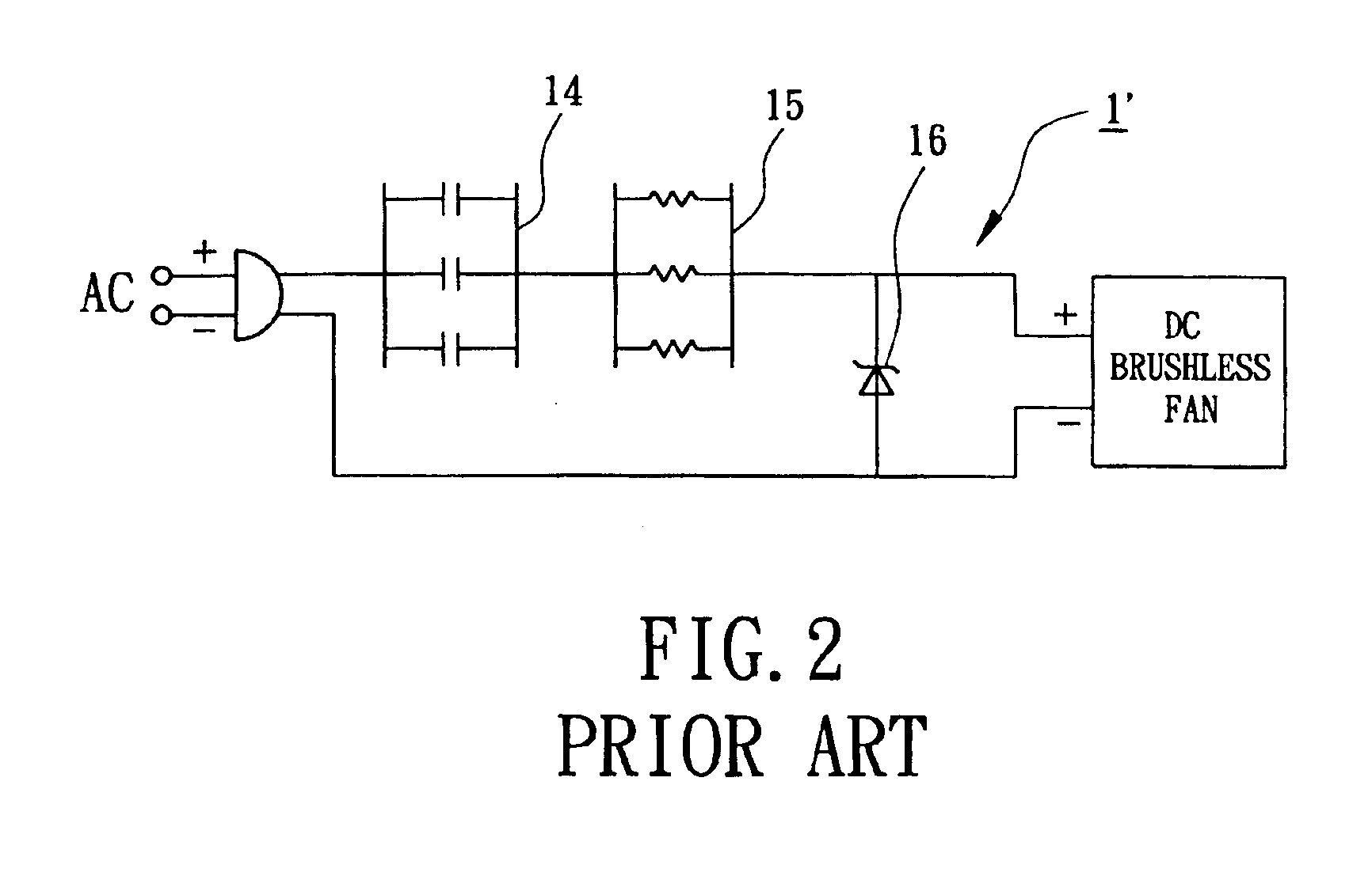 Brushless DC motor having an AC power control device