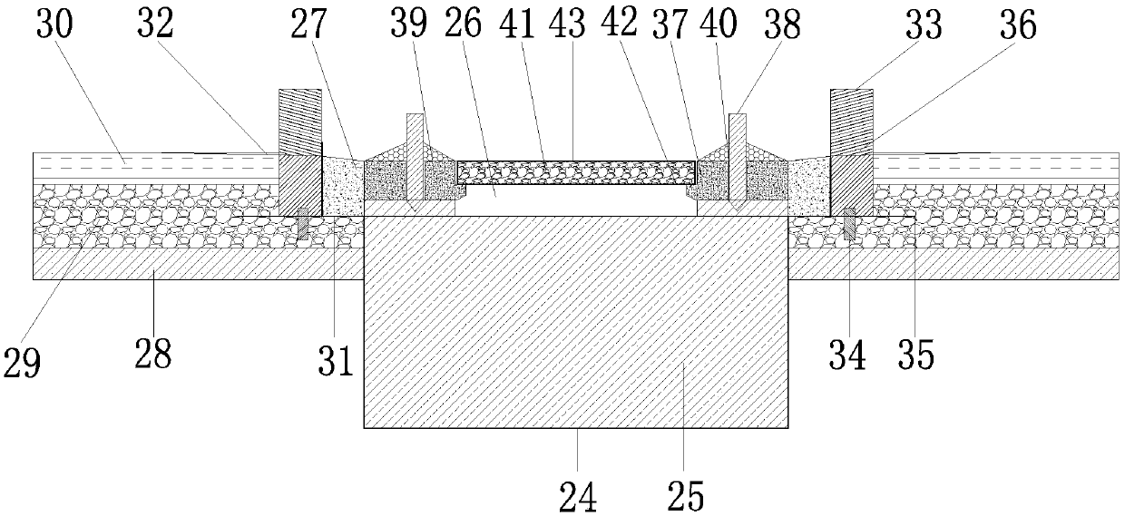 Road subsiding green belt and construction method