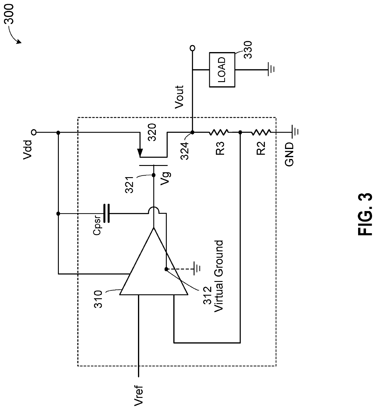 Voltage regulator circuit with high power supply rejection ratio