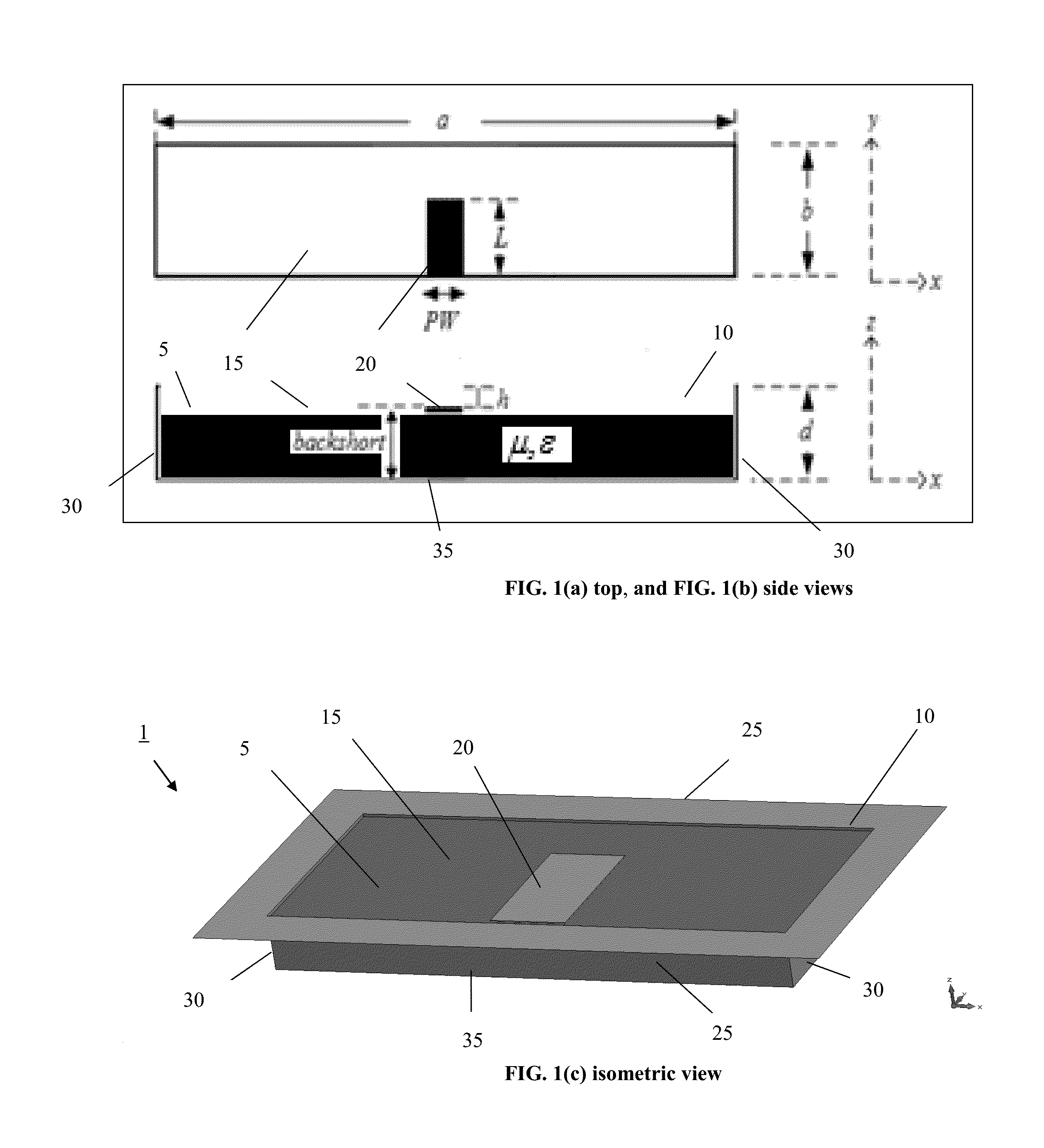 Low-profile, tapered-cavity broadband antennas