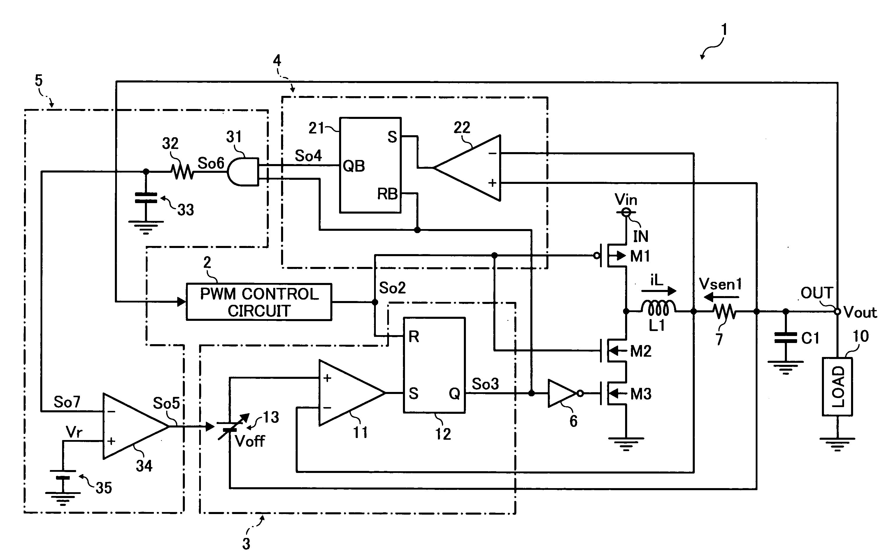 Synchronous rectification switching regulator, control circuit for synchronous rectification switching regulator, and control method for same